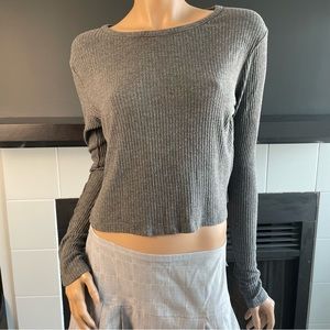 Brandy Melville Grey Ribbed Long Sleeve